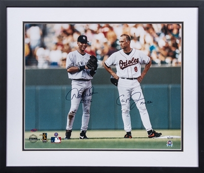 Derek Jeter and Cal Ripken Jr Dual Signed and Inscribed 16x20 Framed Photo with "ROY" Years (MLB Authenticated & Steiner) 